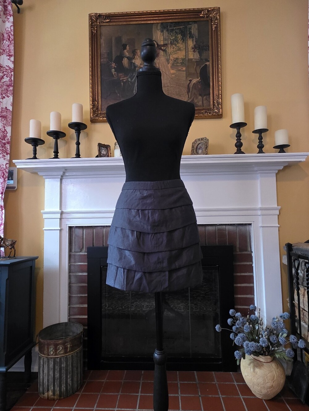 Charcoal Gray Tiered Layered A Line Mini Skirt